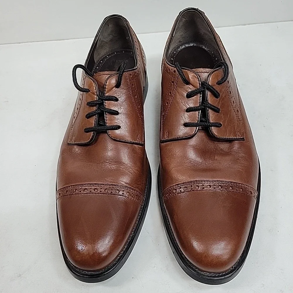 Johnston & Murphy Men's Brown Cap Toe Oxford Dress Shoes Size 9M Leather